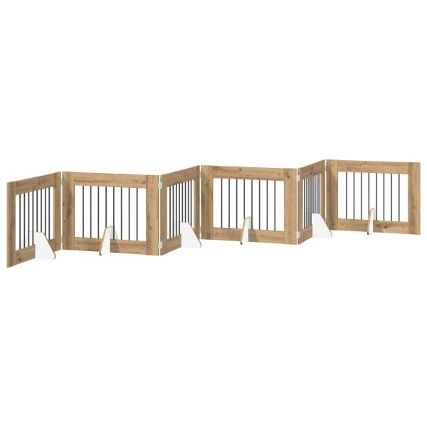 Klappbares Hundetor mit Ständern 6 stk. Artisan-Eiche 482 cm
