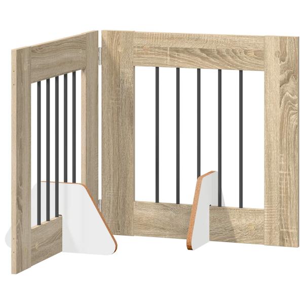 Klappbares Hundetor mit Ständern 2 stk. Sonoma-Eiche 120,5 cm
