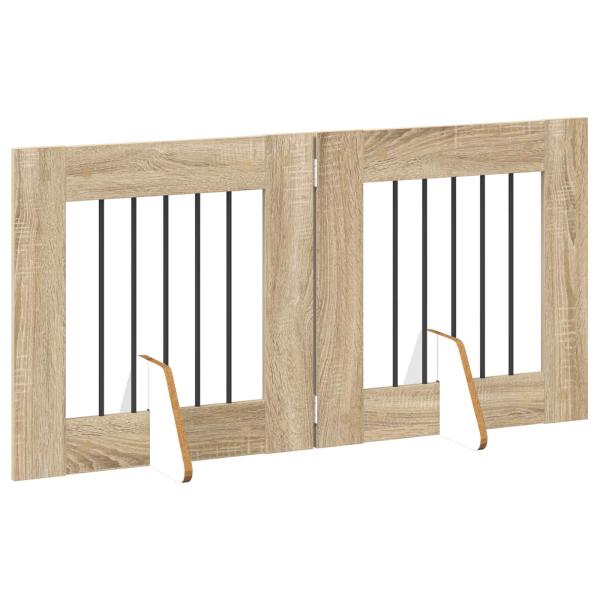 Klappbares Hundetor mit Ständern 2 stk. Sonoma-Eiche 120,5 cm