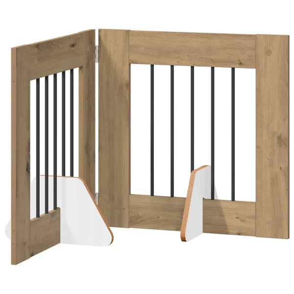 Klappbares Hundetor mit Ständern 2 stk. Artisan-Eiche 120,5 cm
