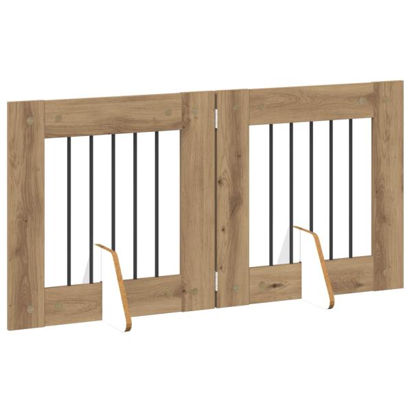 Klappbares Hundetor mit Ständern 2 stk. Artisan-Eiche 120,5 cm