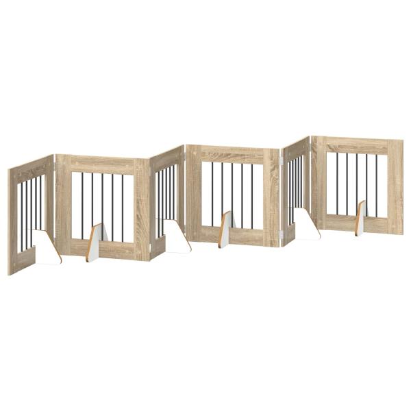Klappbares Hundetor mit Ständern 6 stk. Sonoma-Eiche 362 cm