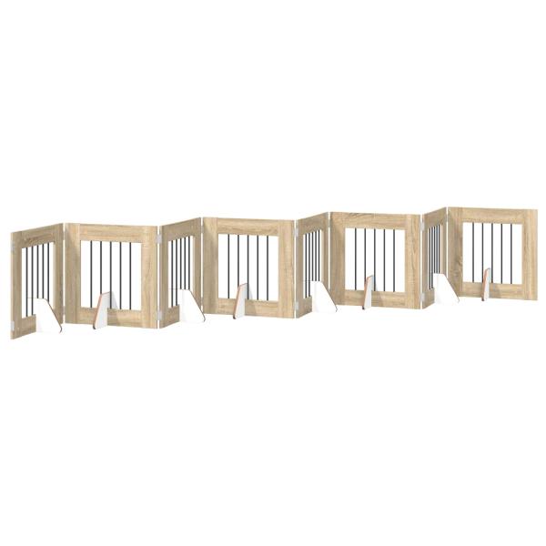 Klappbares Hundetor mit Ständern 8 stk. Sonoma-Eiche 60 cm
