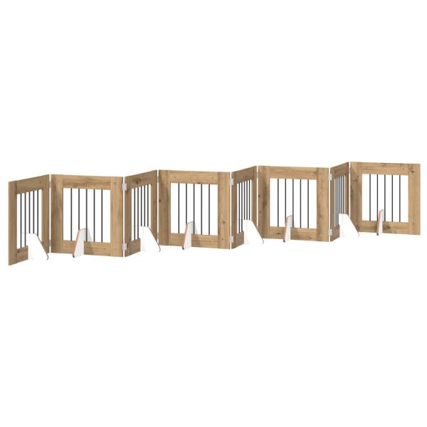 Klappbares Hundetor mit Ständern 8 stk. Artisan-Eiche 60 cm