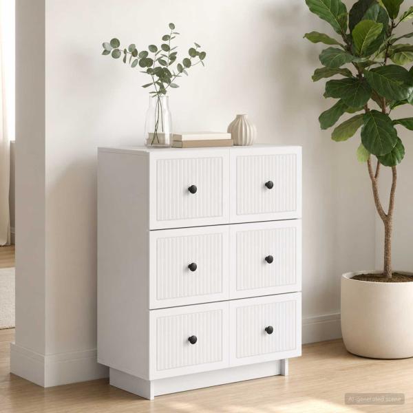 ARDEBO.de - Schubladenschrank Weiß 66 x 34,5 x 90 cm Holzwerkstoff