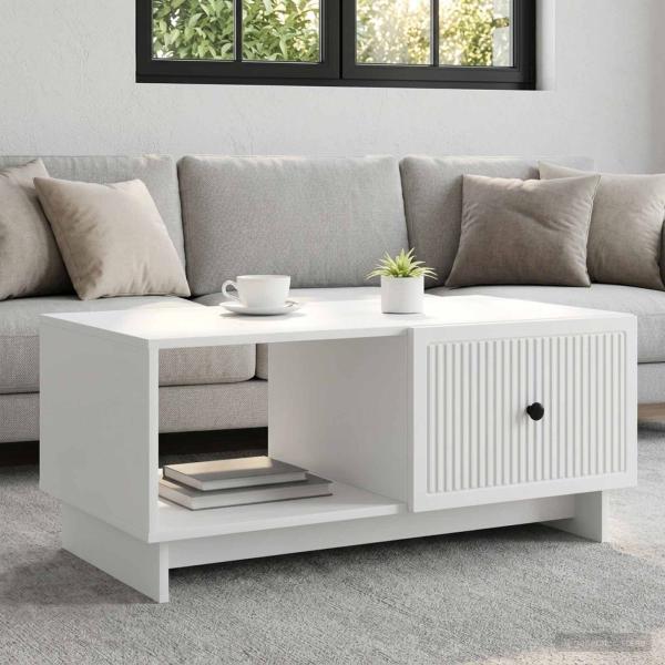 ARDEBO.de - Couchtisch Weiß 90 x 50 x 40 cm Holzwerkstoff