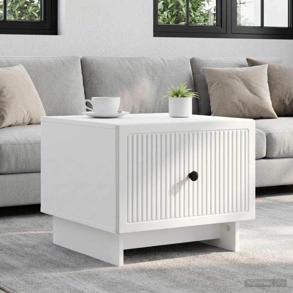 ARDEBO.de - Couchtisch mit Schubladen Weiß 49 x 50 x 40 cm Holzwerkstoff