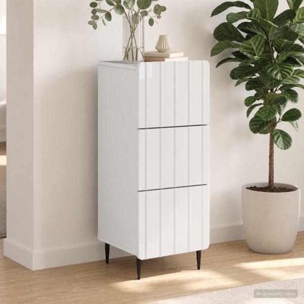 ARDEBO.de - Schubladenschrank Weiß 33 x 34,5 x 92 cm Holzwerkstoff