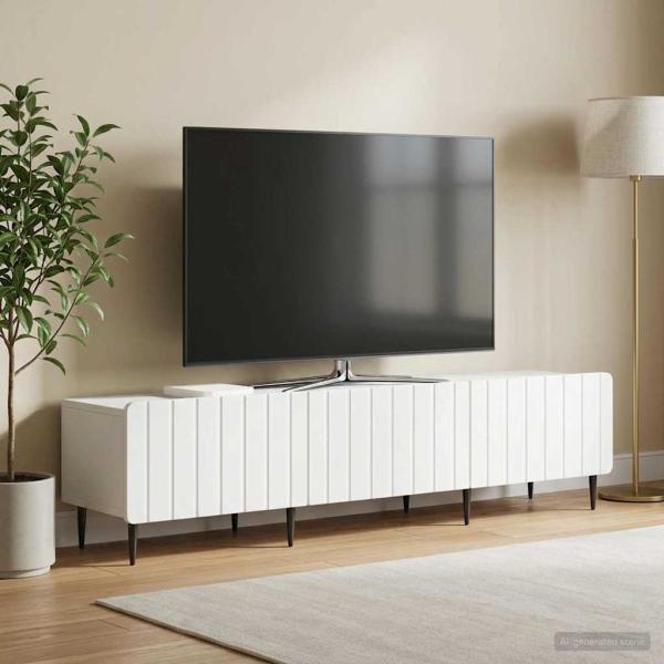 ARDEBO.de - TV-Schränk mit Schubladen Weiß 147 x 34,5 x 32 cm Holzwerkstoff