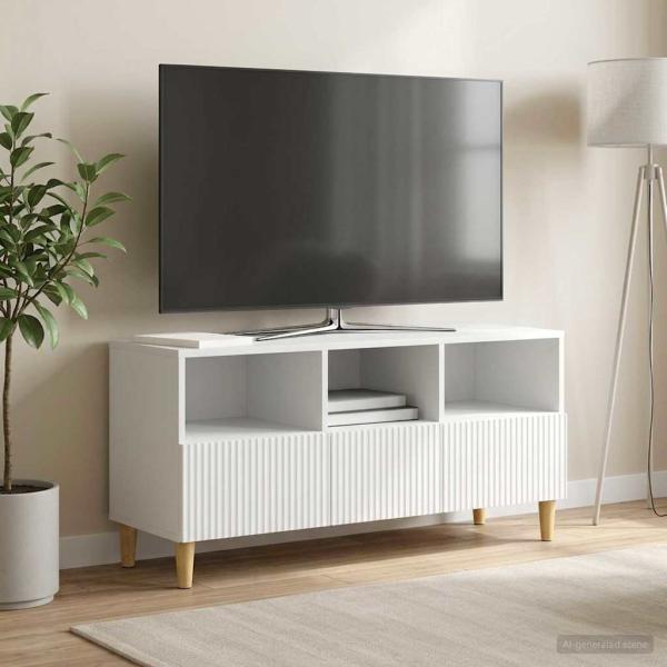 ARDEBO.de - TV-Schränk mit Schubladen Weiß 102 x 34,5 x 50 cm Holzwerkstoff