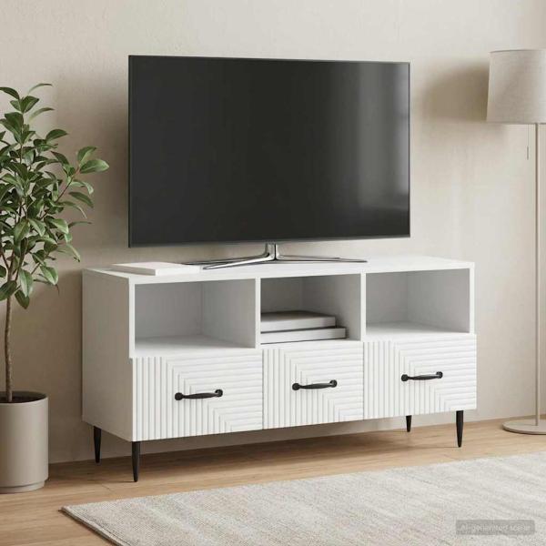 ARDEBO.de - TV-Schränk mit Schubladen Weiß 102 x 34,5 x 50 cm Holzwerkstoff