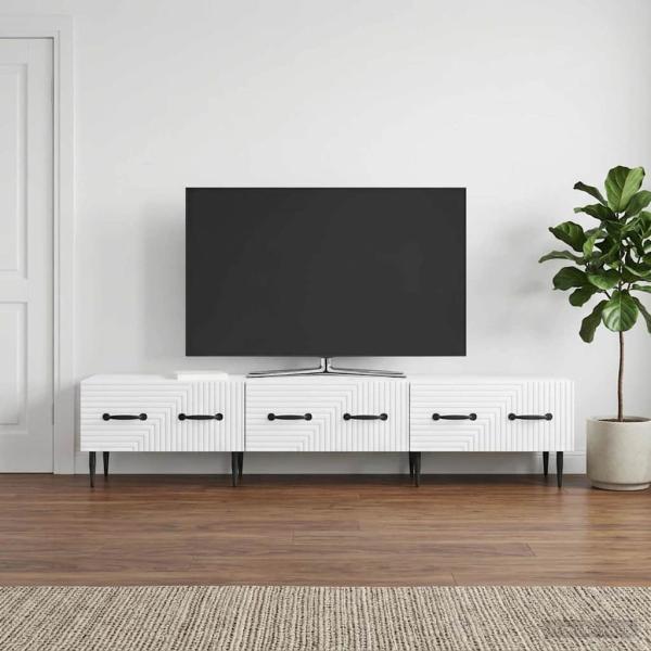 ARDEBO.de - TV-Schränk mit Schubladen Weiß 147 x 34,5 x 30 cm Holzwerkstoff