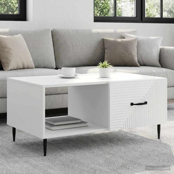 ARDEBO.de - Couchtisch Weiß 90 x 50 x 40 cm Holzwerkstoff