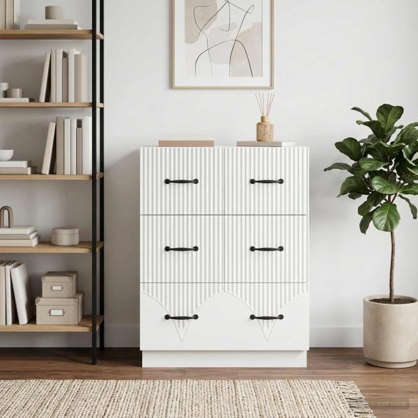 ARDEBO.de - Schubladenschrank Weiß 66 x 34,5 x 87 cm Holzwerkstoff