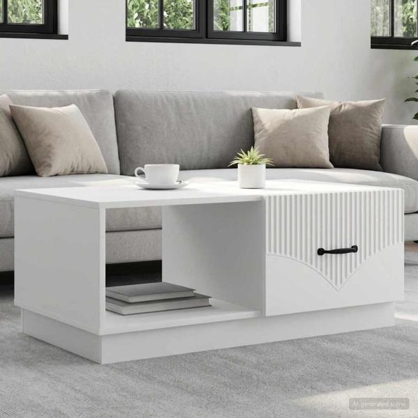 ARDEBO.de - Couchtisch Weiß 90 x 50 x 37 cm Holzwerkstoff