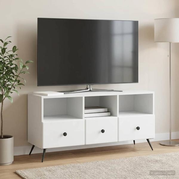 ARDEBO.de - TV-Schränk mit Schubladen Weiß 102 x 34,5 x 50 cm Holzwerkstoff