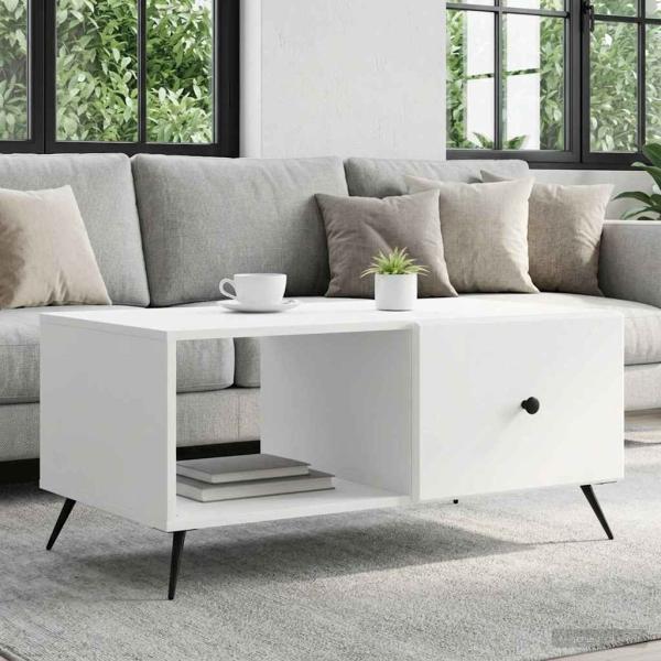 ARDEBO.de - Couchtisch Weiß 90 x 50 x 40 cm Holzwerkstoff