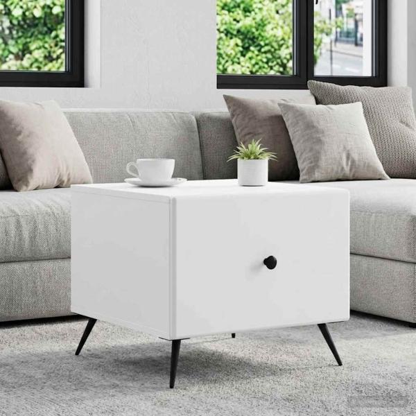 ARDEBO.de - Couchtisch mit Schubladen Wei? 49 x 50 x 40 cm Holzwerkstoff