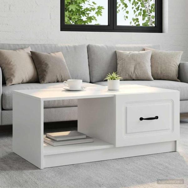 ARDEBO.de - Couchtisch Weiß 90 x 50 x 37 cm Holzwerkstoff