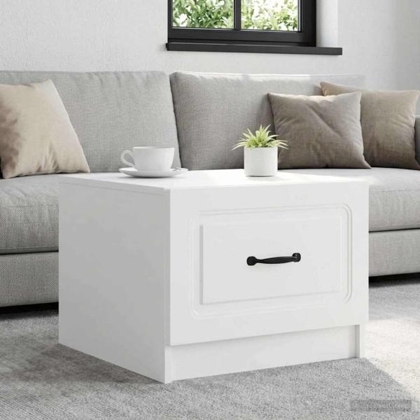 ARDEBO.de - Couchtisch mit Schubladen Weiß 49 x 50 x 37 cm Holzwerkstoff