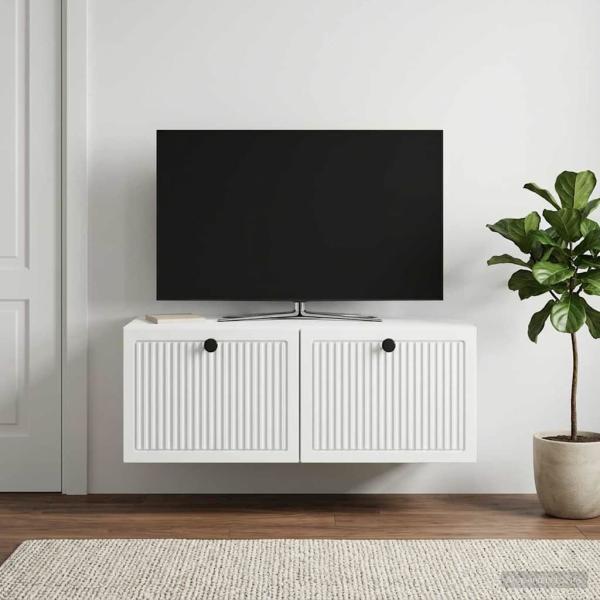 ARDEBO.de - Wandmontierter TV-Schrank Weiß 78,5 x 41 x 30 cm Holzwerkstoff