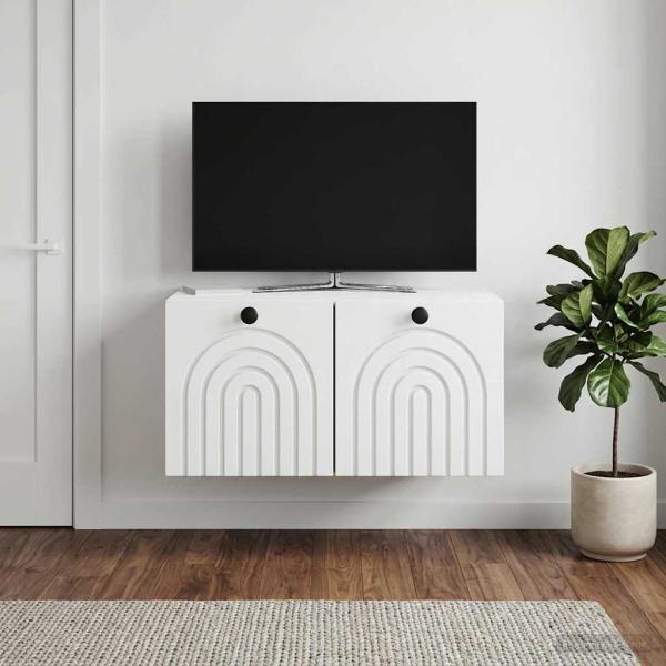 Wandmontierter TV-Schrank Weiß 59,5 x 41 x 30 cm Holzwerkstoff