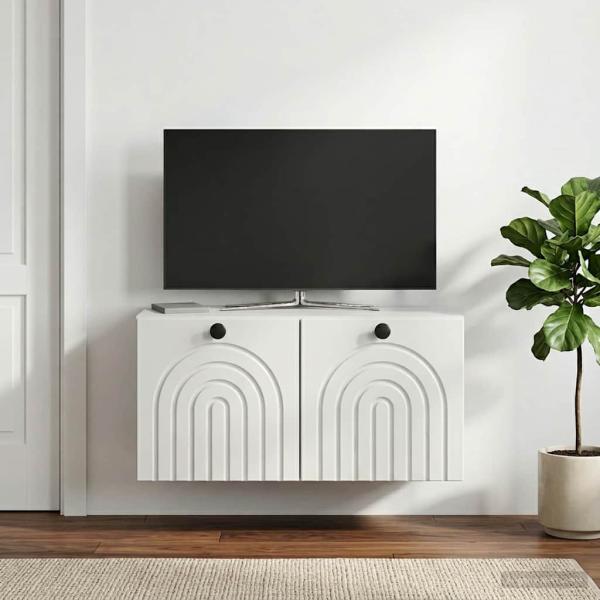 Wandmontierter TV-Schrank Weiß 59,5 x 31 x 30 cm Holzwerkstoff