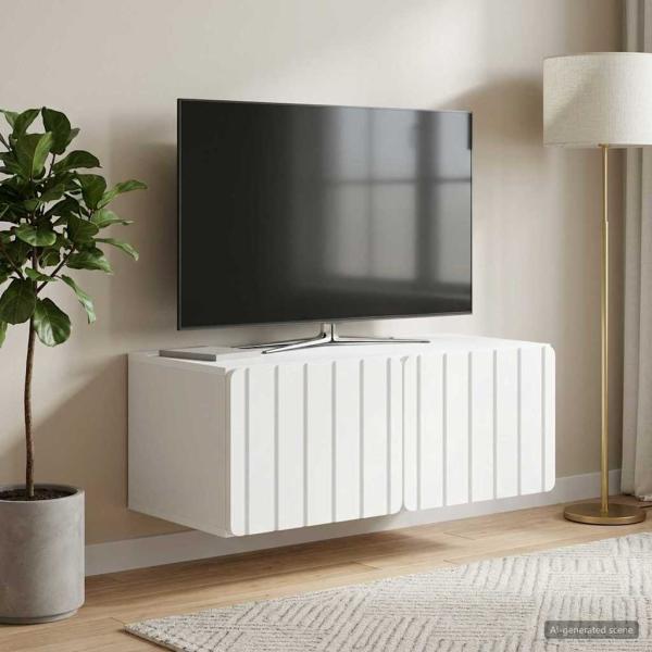 ARDEBO.de - Wandmontierter TV-Schrank 78,5 x 41 x 30 cm Weiß Holzwerkstoff