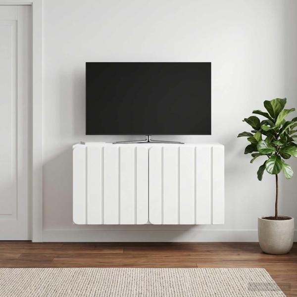 ARDEBO.de - Wandmontierter TV-Schrank 59,5 x 31 x 30 cm Weiß Holzwerkstoff