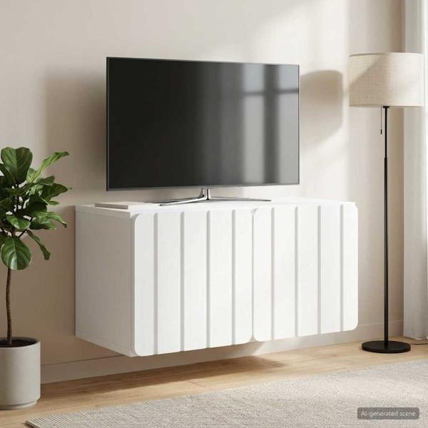 Wandmontierter TV-Schrank 59,5 x 31 x 30 cm Weiß Holzwerkstoff