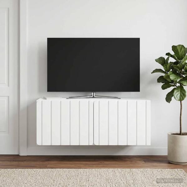 ARDEBO.de - Wandmontierter TV-Schrank 78,5 x 31 x 30 cm Weiß Holzwerkstoff