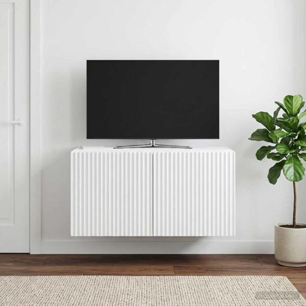 ARDEBO.de - Wandmontierter TV-Schrank Weiß 59,5 x 41 x 30 cm Holzwerkstoff
