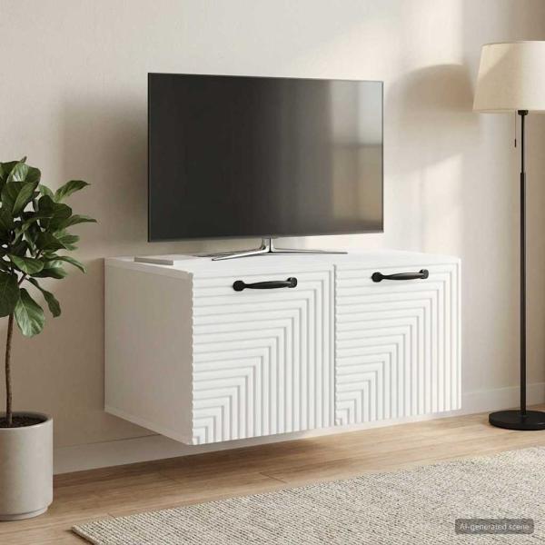 Wandmontierter TV-Schrank Weiß 59,5 x 41 x 30 cm Holzwerkstoff