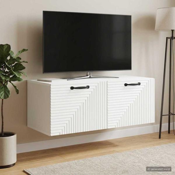 ARDEBO.de - Wandmontierter TV-Schrank Weiß 78,5 x 41 x 30 cm Holzwerkstoff