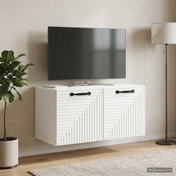 ARDEBO.de - Wandmontierter TV-Schrank Weiß 59,5 x 31 x 30 cm Holzwerkstoff