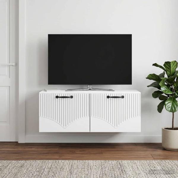ARDEBO.de - Wandmontierter TV-Schrank Weiß 78,5 x 41 x 30 cm Holzwerkstoff