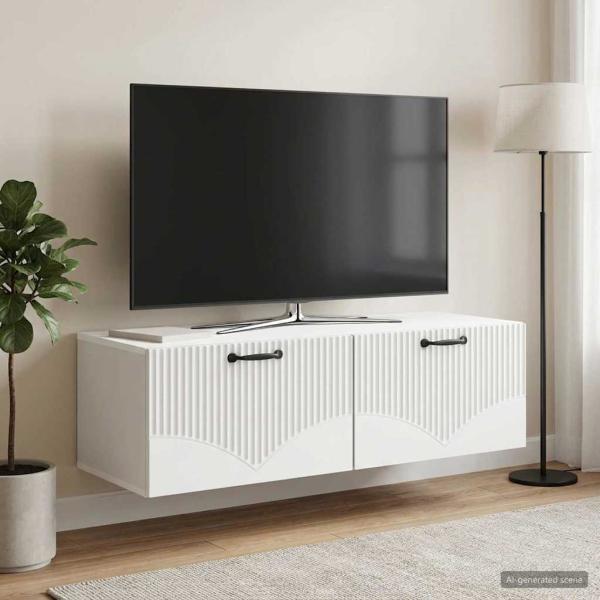 ARDEBO.de - Wandmontierter TV-Schrank Weiß 98 x 41 x 30 cm Holzwerkstoff