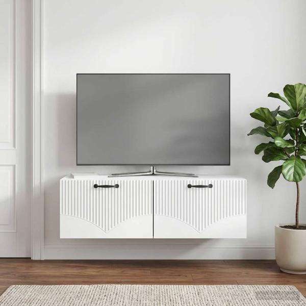 Wandmontierter TV-Schrank Weiß 98 x 41 x 30 cm Holzwerkstoff