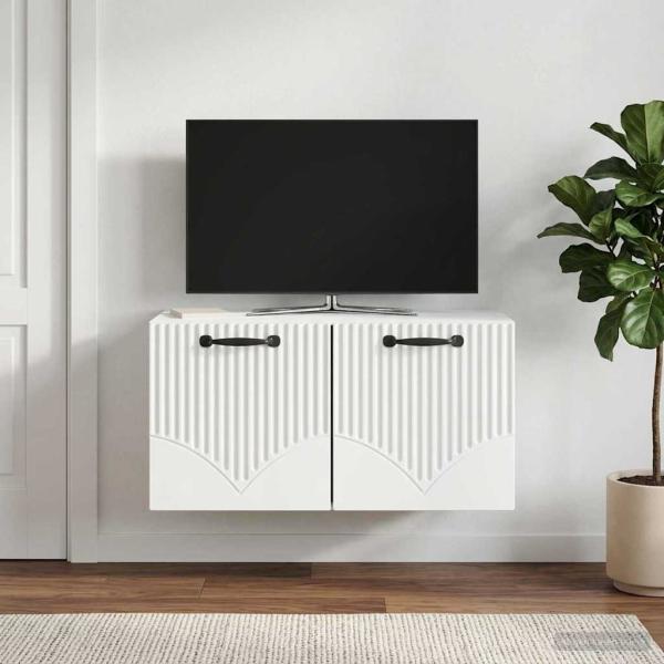 ARDEBO.de - Wandmontierter TV-Schrank Weiß 59,5 x 31 x 30 cm Holzwerkstoff