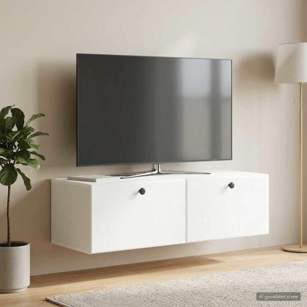 ARDEBO.de - Wandmontierter TV-Schrank 98 x 41 x 30 cm Weiß Holzwerkstoff