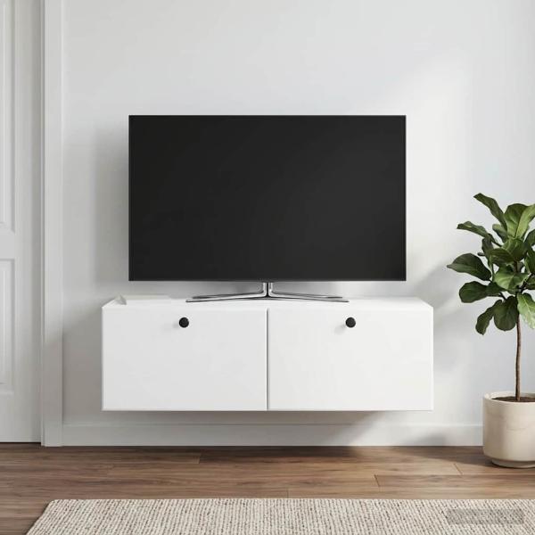 Wandmontierter TV-Schrank 98 x 41 x 30 cm Weiß Holzwerkstoff