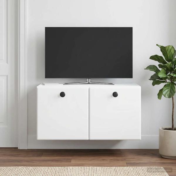 Wandmontierter TV-Schrank 59,5 x 31 x 30 cm Weiß Holzwerkstoff