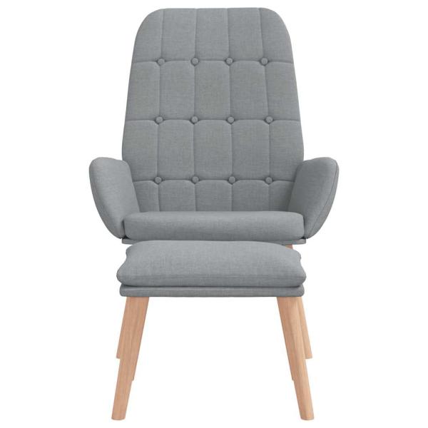 Relaxsessel mit Hocker Hellgrau Stoff