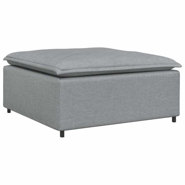 Modulares Sofa mit Fußhocker Kissen Stoff Hellgrau