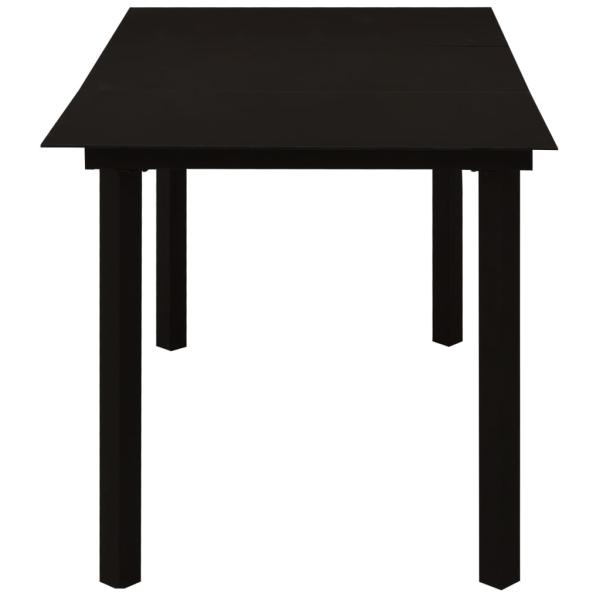 7-tlg. Garten-Essgruppe Schwarz Glas und Stahl