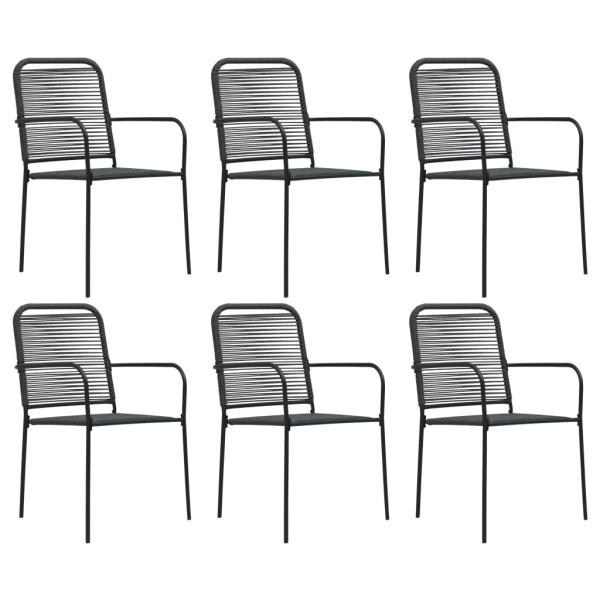 7-tlg. Garten-Essgruppe Schwarz Glas und Stahl