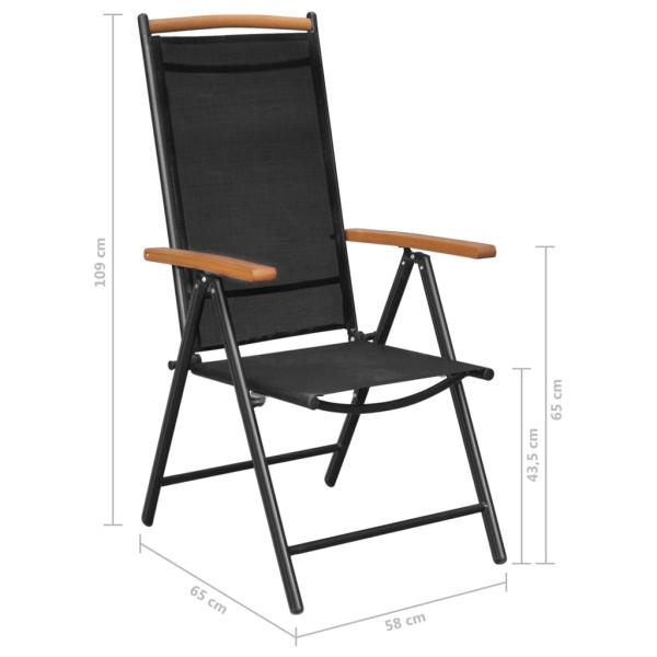 7-tlg. Garten-Essgruppe Aluminium Schwarz