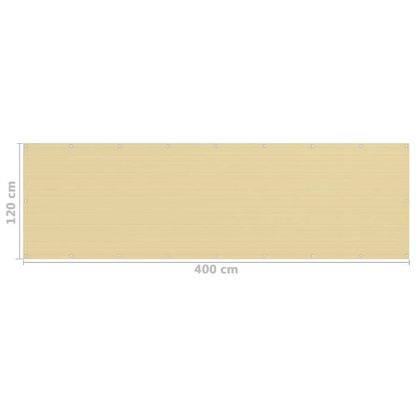Balkon-Sichtschutz Beige 120x400 cm HDPE