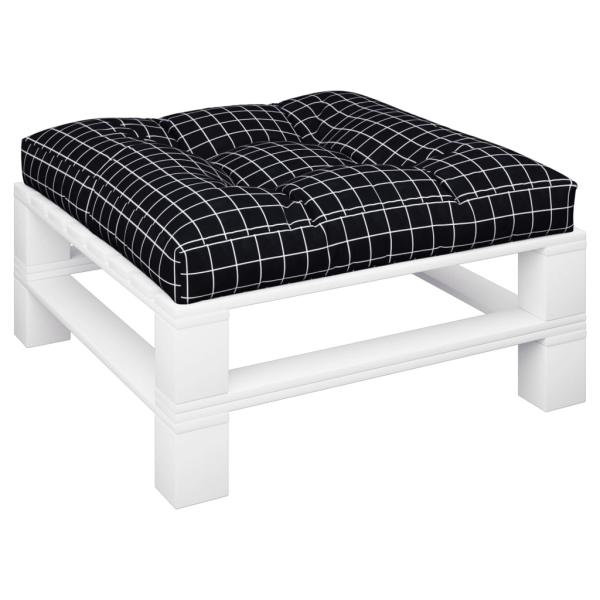 Palettenkissen Schwarz Karomuster 70x70x12 cm Stoff