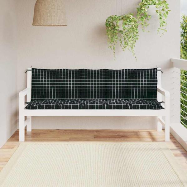 ARDEBO.de - Gartenbank-Auflagen 2 Stk. Schwarz Karomuster Oxford-Gewebe